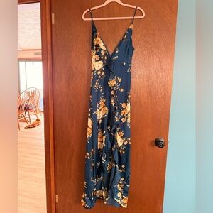 Vici Navy Floral Dress with Yellow Accents